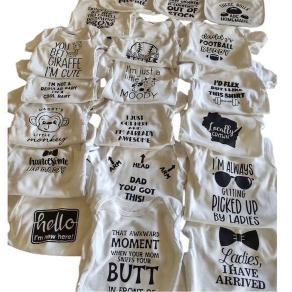 Carter's White Baby Bodysuit Bundle with Black Prints